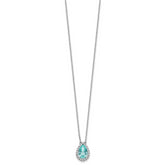 Pure Serenity 14k White Gold 1/4 carat Lab Grown Diamond VS/SI+ G+ and Lab Created Paraiba 18 inch Oval Halo Pendant Necklace